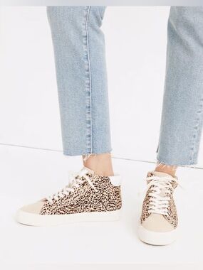 Madewell Women’s Sidewalk High-Top Sneakers Spotted Calf Hair Size 10
